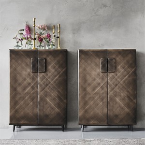 Ý hiện đại sang trọng màu vàng retro lưu trữ kim loại bằng thép không gỉ tủ đồ ăn tự chọn